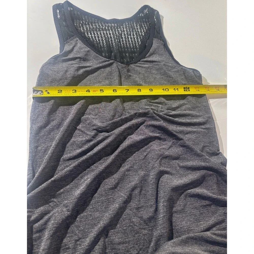 Lululemon Heathered Gray & Black Mesh Racerback Tank Top Womens Activewear